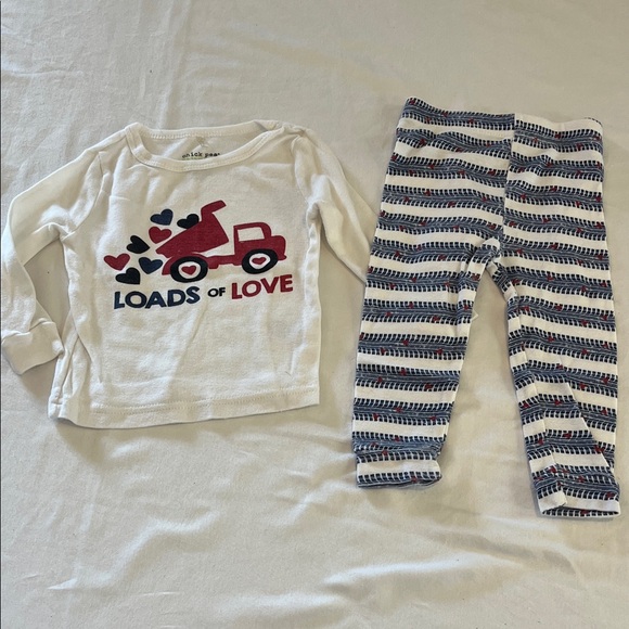 Chick Pea White and Blue Pajama Set with Red Accents - Picture 1 of 2